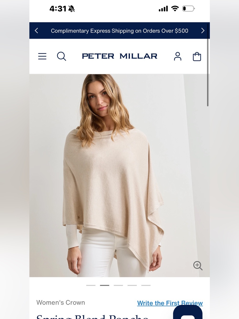 Peter Millar Cream Knit Poncho